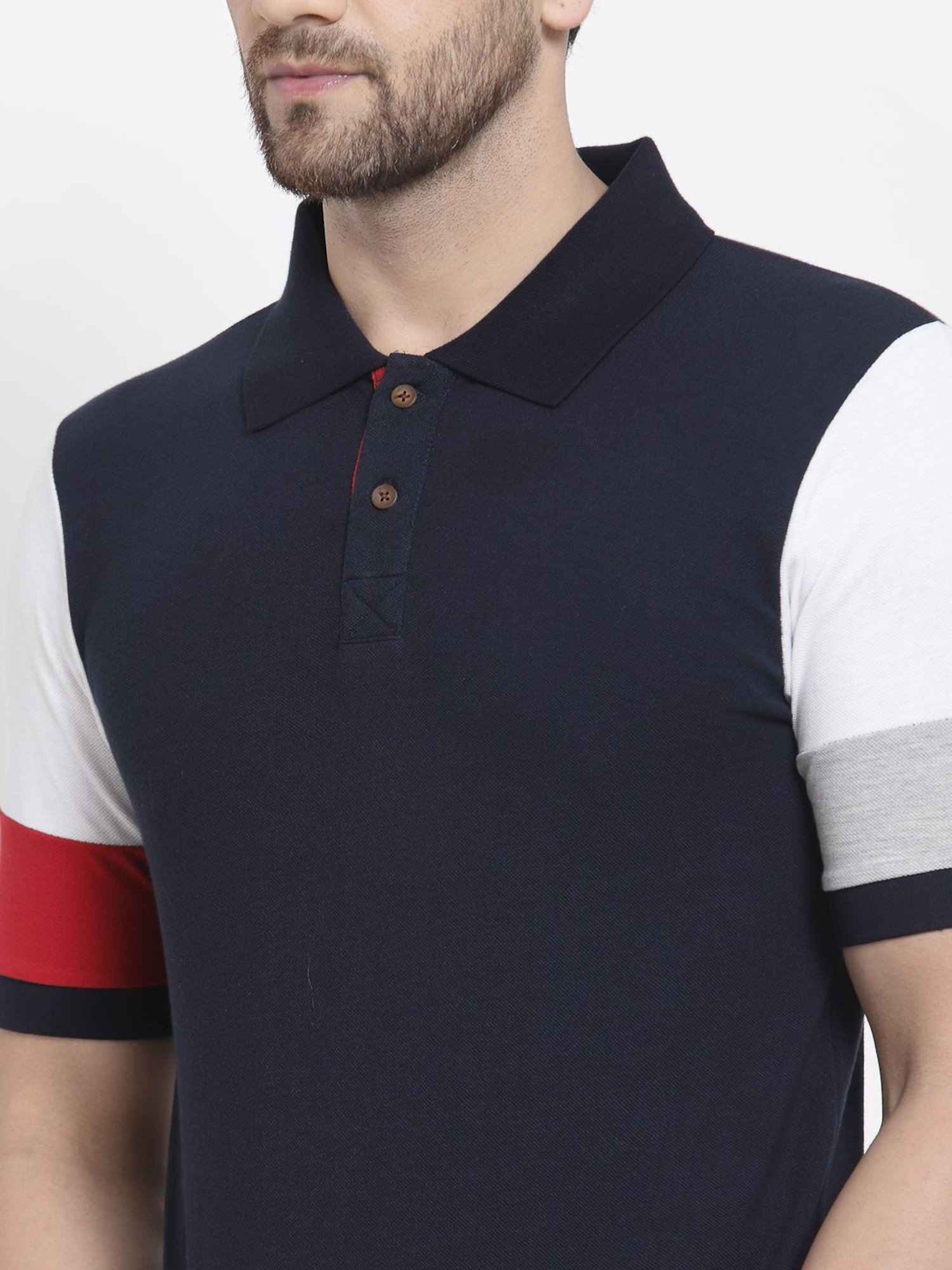 Kalt Multicolor Cotton Regular Fit Colour Block Polo T-Shirt