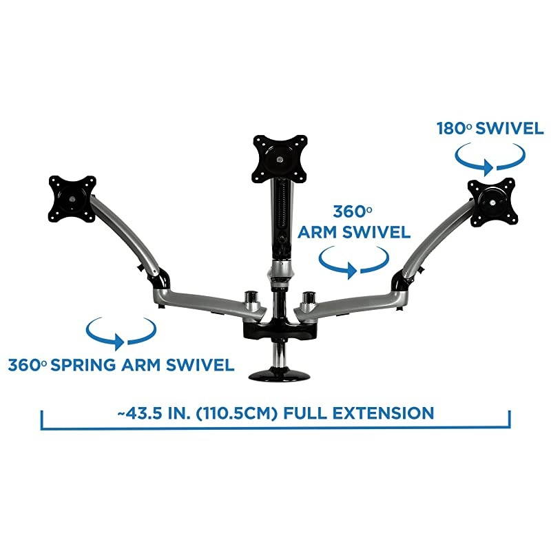 MI-4PC313S Triple Desk Monitor Mount, Silver