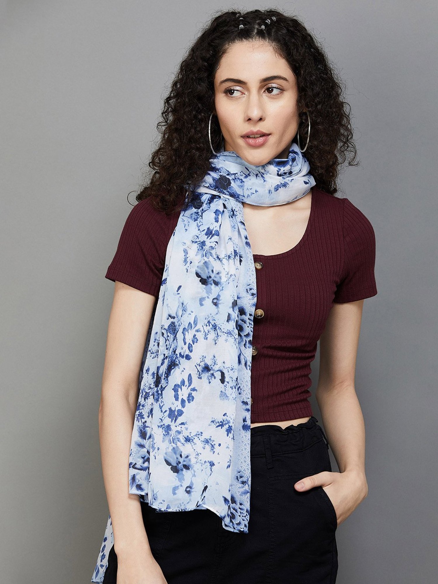 Ginger by Lifestyle Light Blue Printed Stole