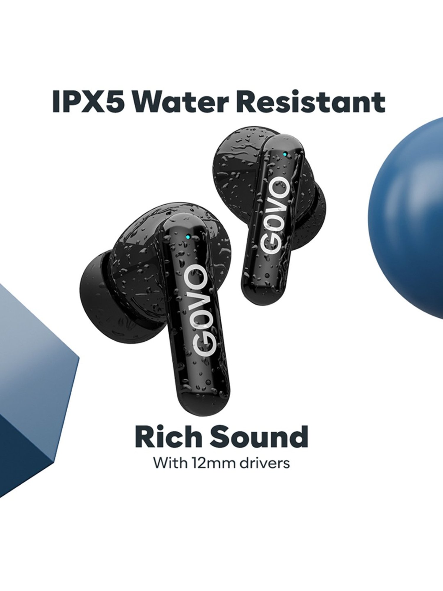 GOVO GoBuds 445 In Ear BT Earbuds with ENC & 72H Battery Life (Black, True Wireless)