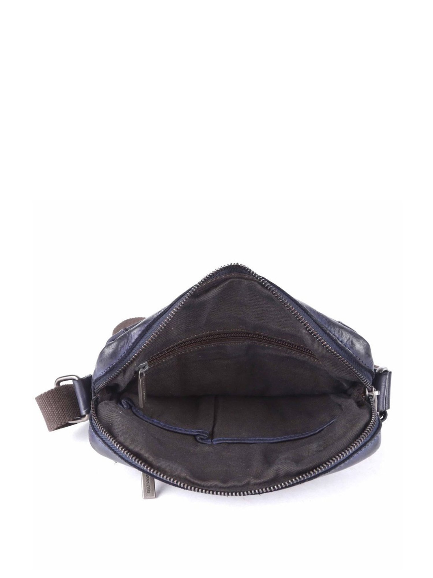 KOMPANERO Aaron Blue Leather Solid Cross Body Bag