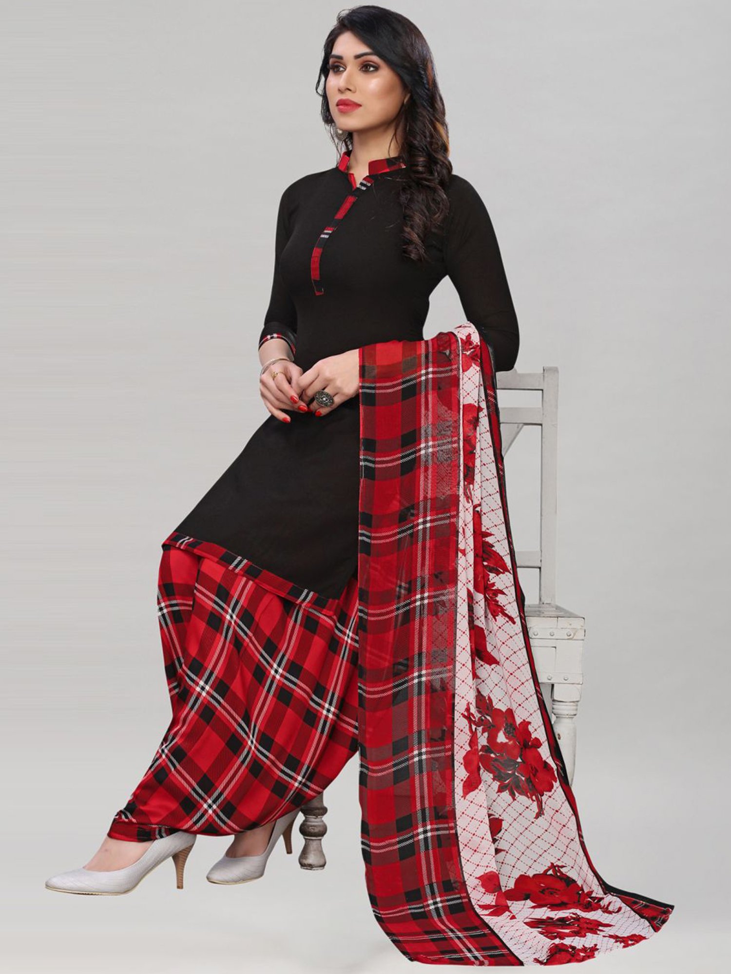 Salwar Studio Red Embroidered Blouse