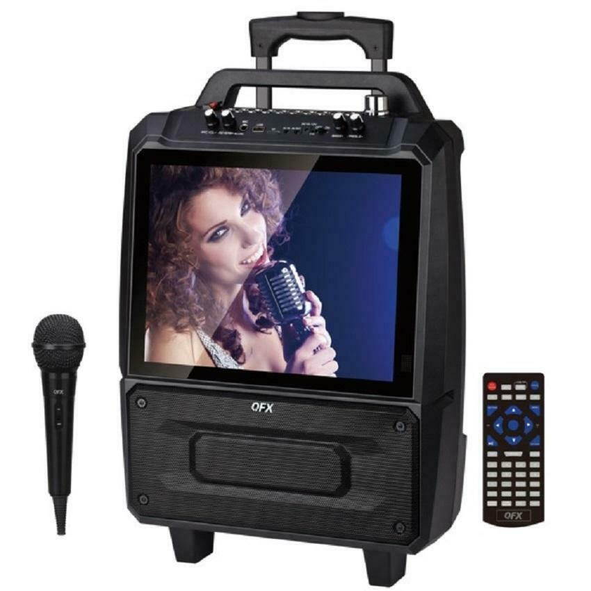 Qfx 2 x 5-Inch Portable Karaoke Speaker System with 14-Inch Screen