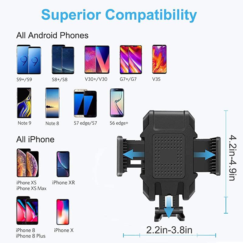 Car Cup Holder Phone Mount - Adjustable Cupholder Cell Phone Holder for Smartphone iPhone 11 Pro/XR/Xs/XS Max/X/8/7Plus/Galaxy/Xperia/Samsung