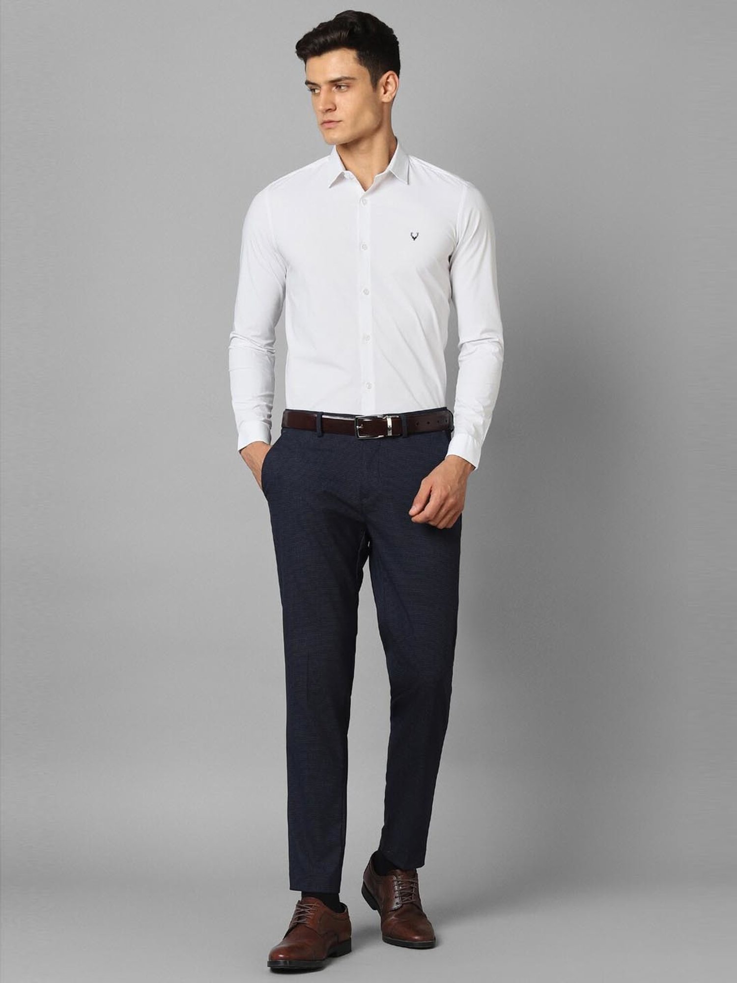 Allen Solly Navy Slim Fit Trousers