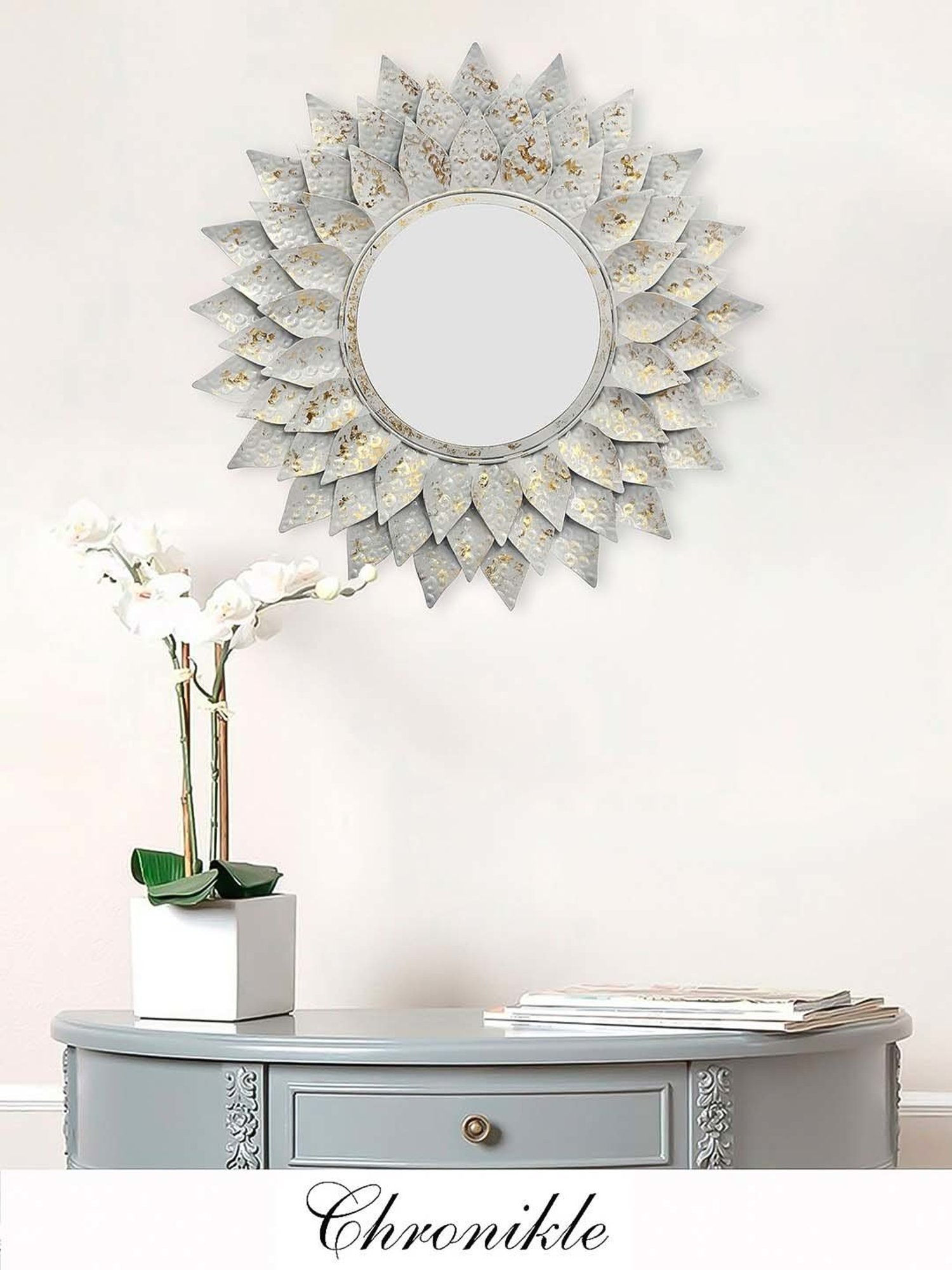 CHRONIKLE Silver Iron Decorative Wall Mirror
