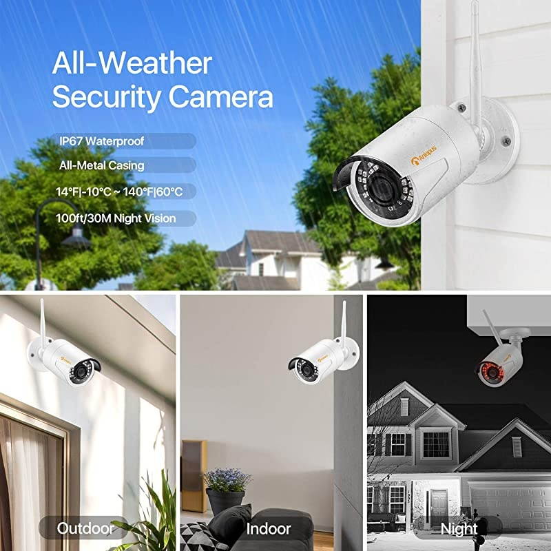 H.265+ 1080P Wireless NVR Surveillance Camera Set, 8CH CCTV WiFi NVR with 8pcs 2MP HD Home Security IP Camera Outdoor, Easy Remote View, 1tb Hard drive