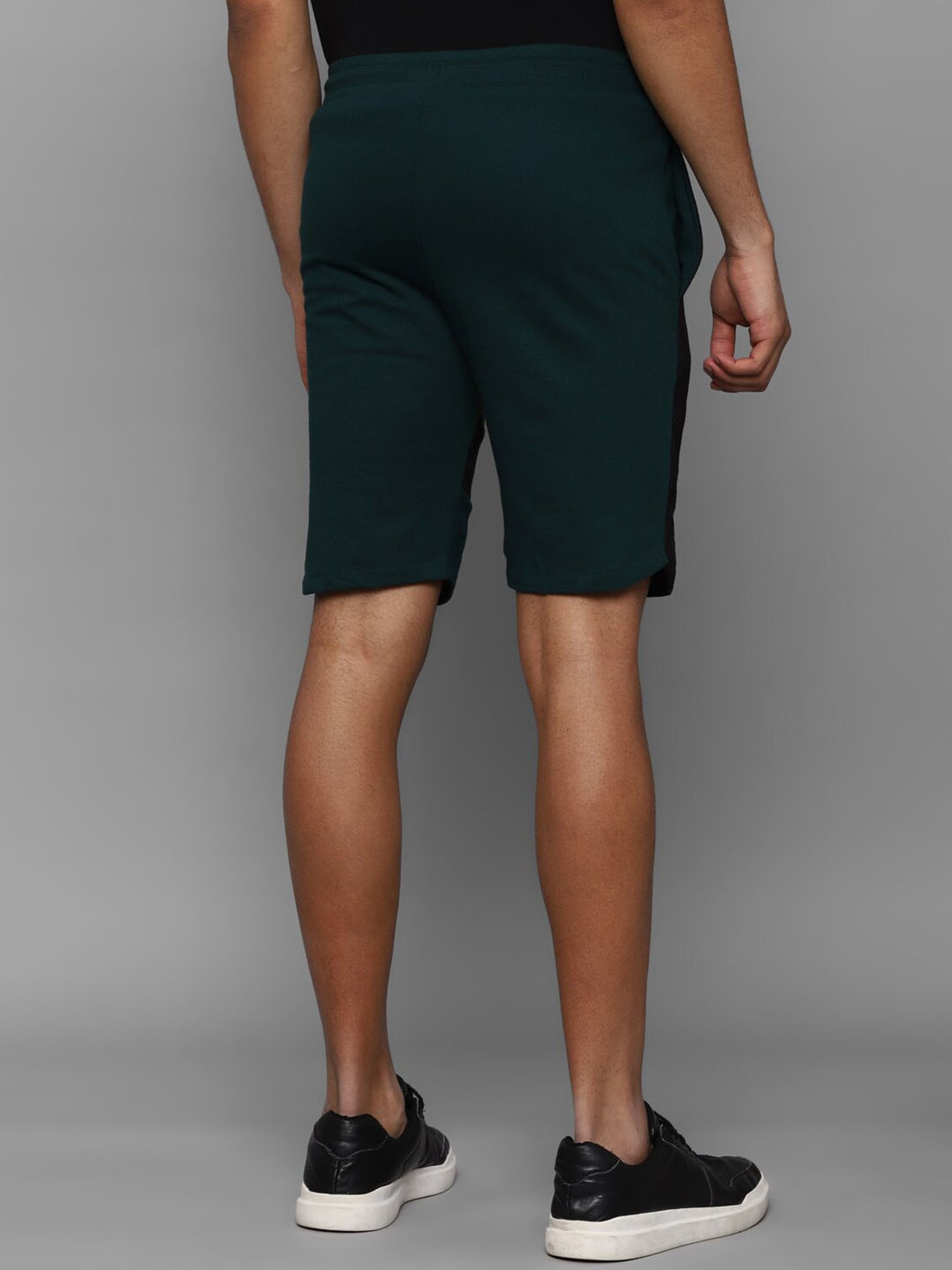 Tribe by Allen Solly Green & Black Regular Fit Colour Block Shorts