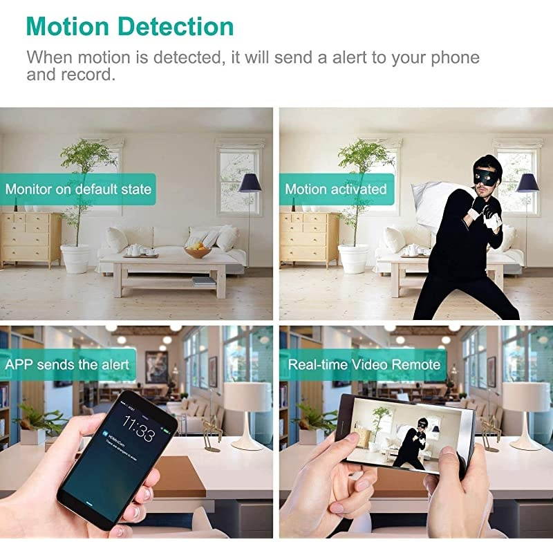 Camera, Hidden Camera Clock WiFi 1080P Video Recorder 140&deg; Wide Angle Lens Wireless IP Cameras for Indoor Home Security Monitoring Nanny Cam with Night Vision Motion Detection 2020 Version