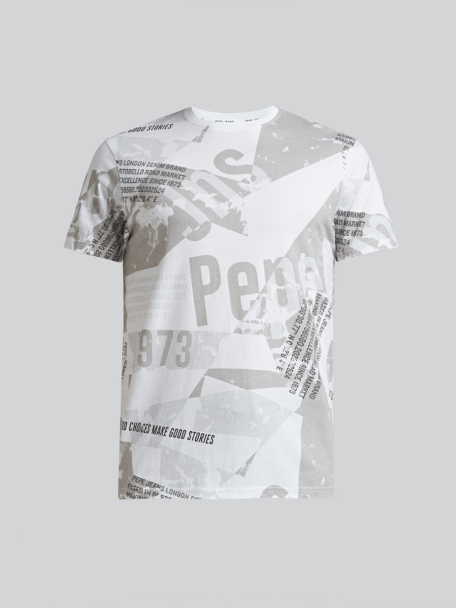 Pepe Jeans Grey Cotton Slim Fit Printed T-Shirt
