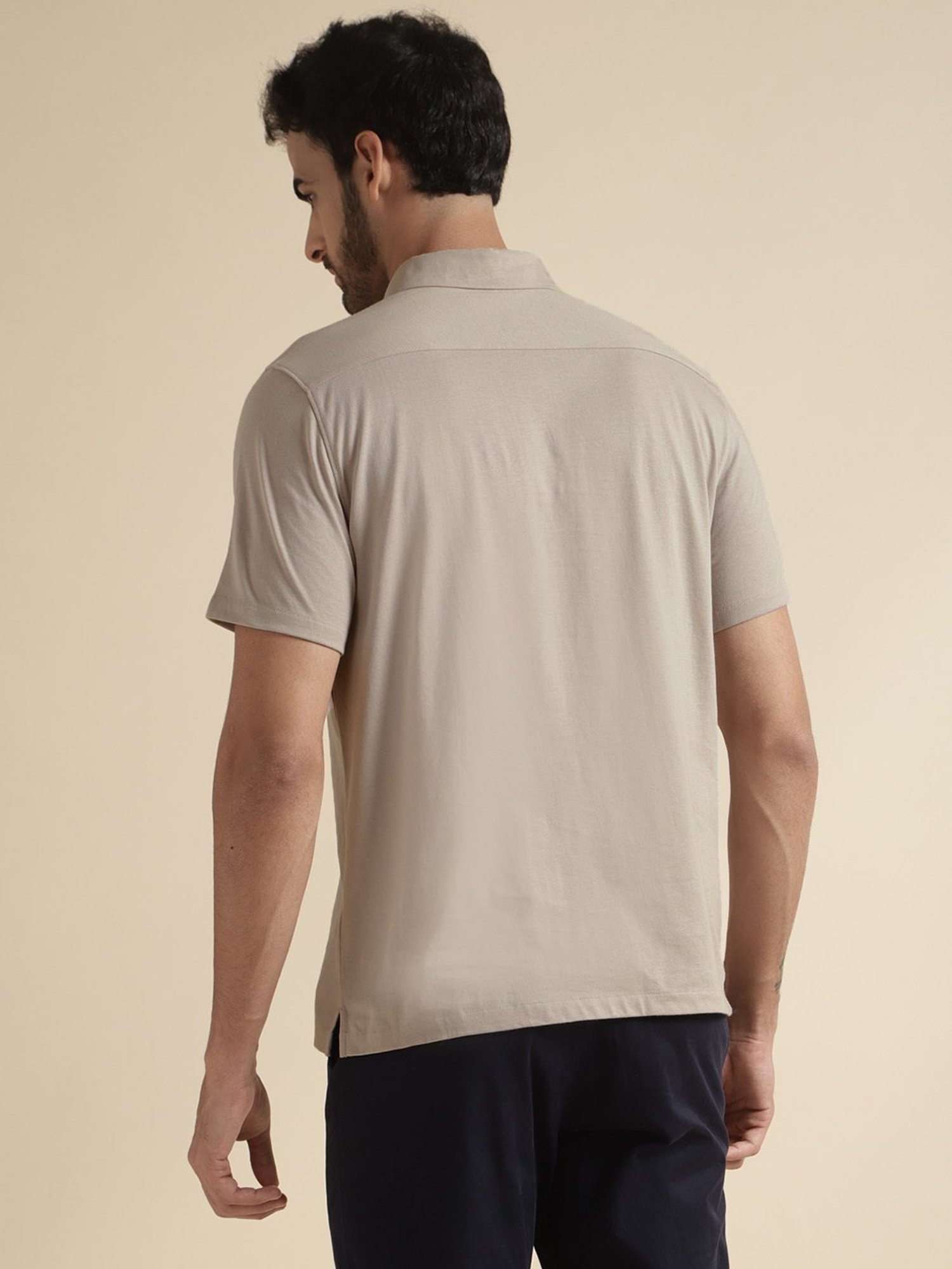 ANDAMEN Grey Regular Fit Polo T-Shirt