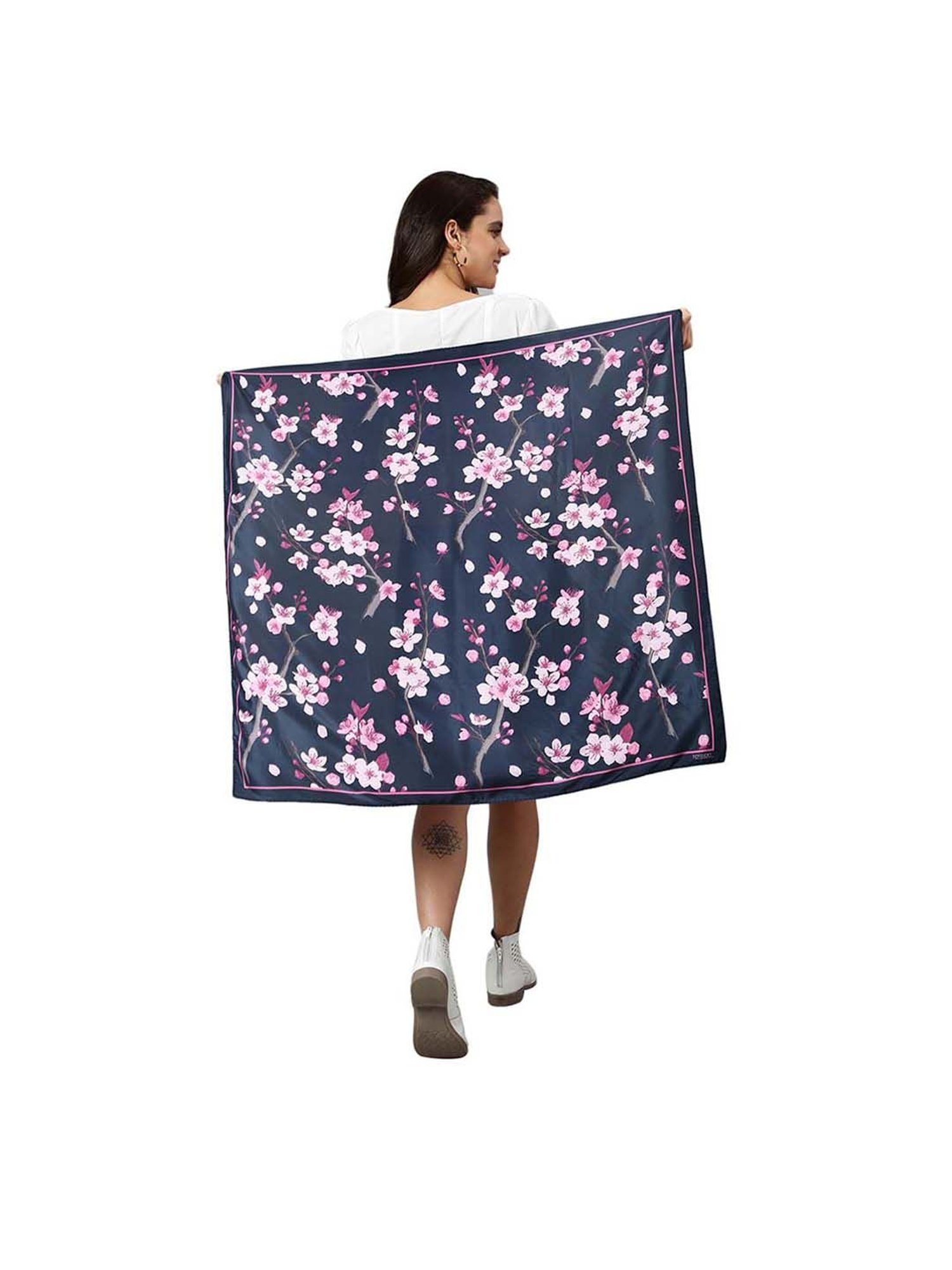 Tossido Navy Blue Printed Stole