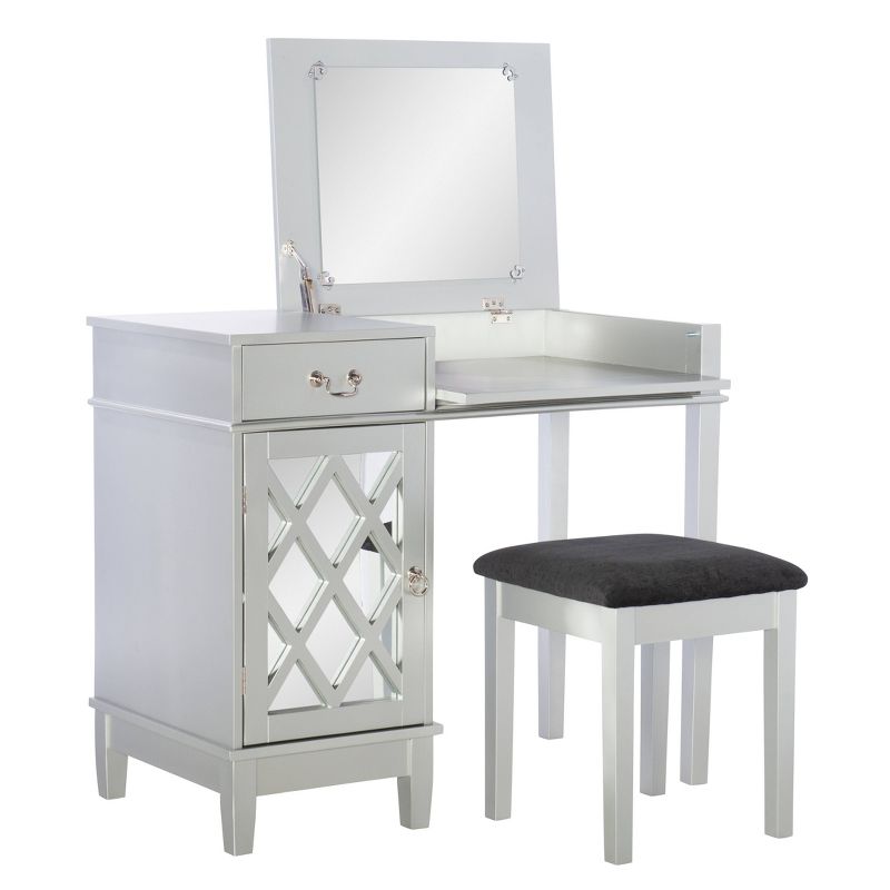 Silver Lattice Vanity Set - Linon