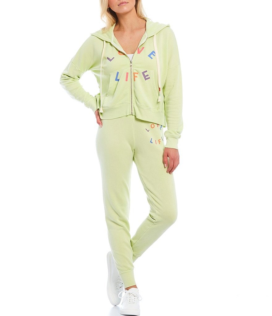 Splendid Knit Zip Up Drawstring Hoodie