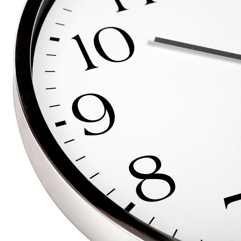 16"x16" Round Essential Silver and White Wall Clock Silver - Patton Wall Decor