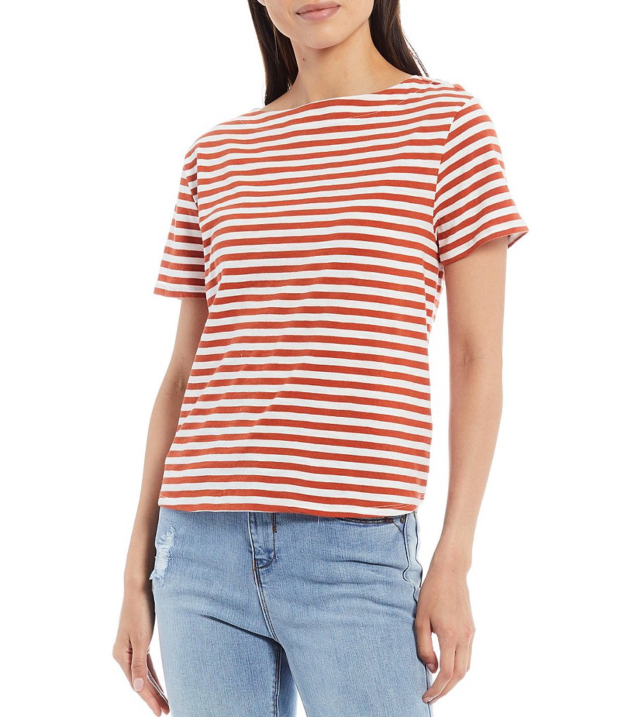 A Loves A Bateau Neck Short Sleeve Stripe Tee