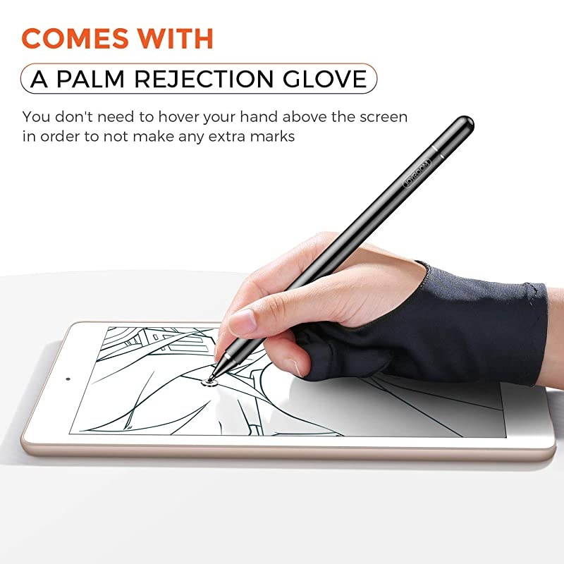 Stylus Pen for iPad Capacitive Pencil for Kid Student Drawing Writing High Sensitivity with Artist GlovePalm Rejection for Touch Screen Devices Tablet Smartphone Black