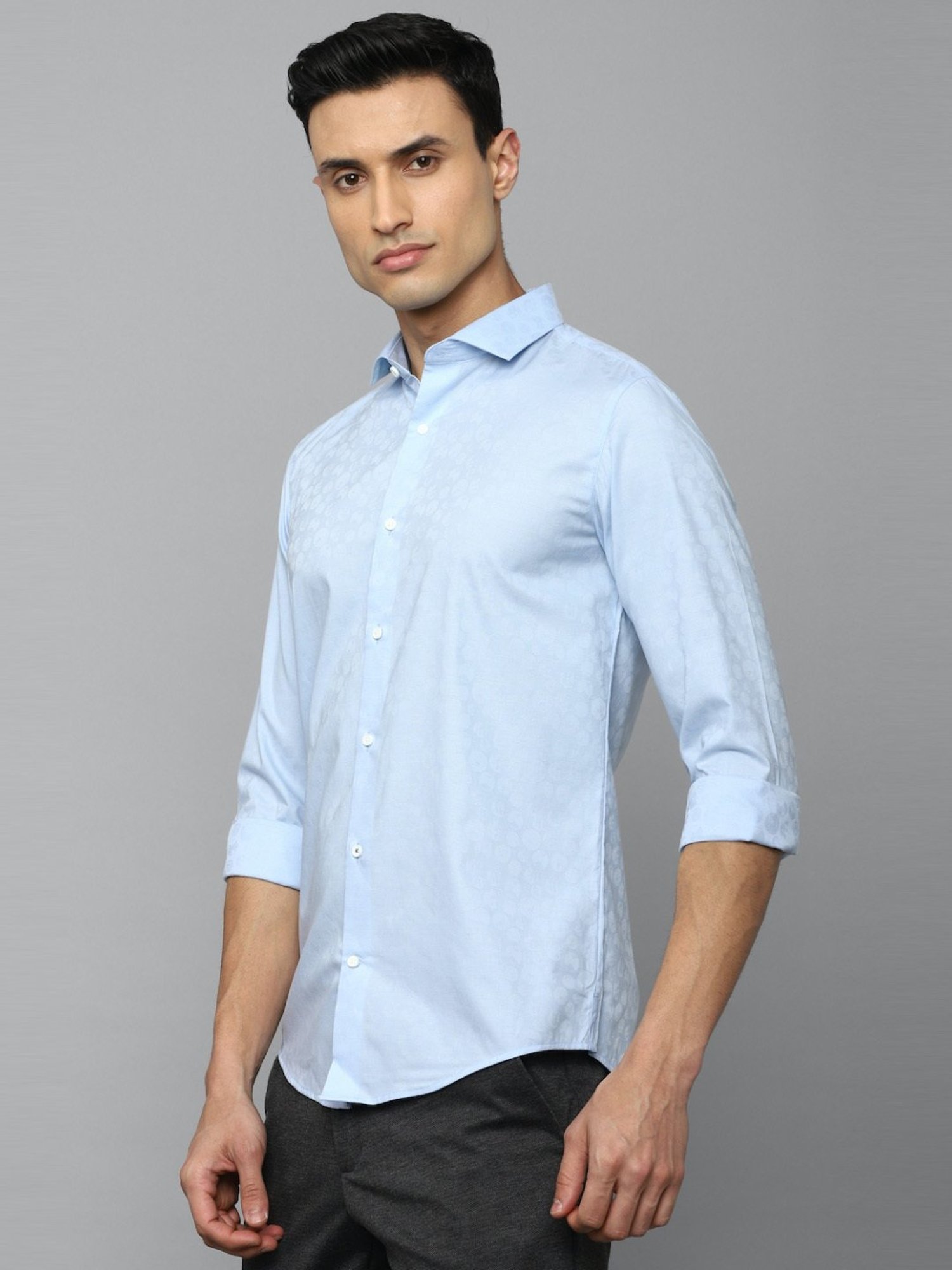 Louis Philippe Sport Blue Slim Fit Texture Shirt