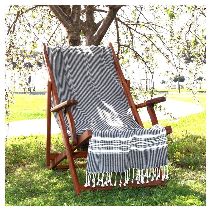 Luxe Herringbone Pestemal Beach Towel Black