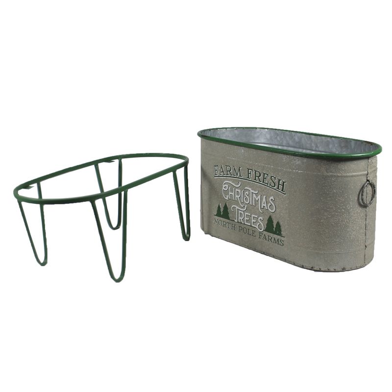 Christmas 12.75" Green Oval Farm Fresh Tree Bucket Planter Decorate Decor  -  Planters