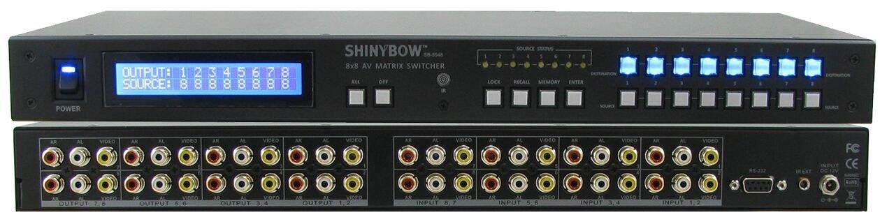 Shinybow SB-5548LCM 8X8 Composite Video Matrix Switcher w Stereo Audio