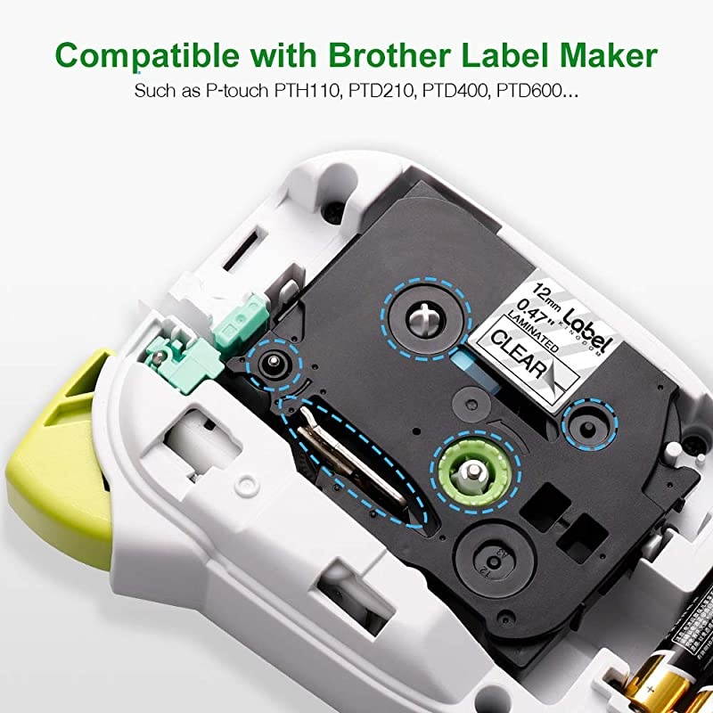 Compatible Tape Replacement for Brother P Touch Tape Clear TZe131 TZ131 12mm 047 Inch Laminated TZe Tape for PTouch PT D210 H110 D400 Maker Black on Clear 2Pack