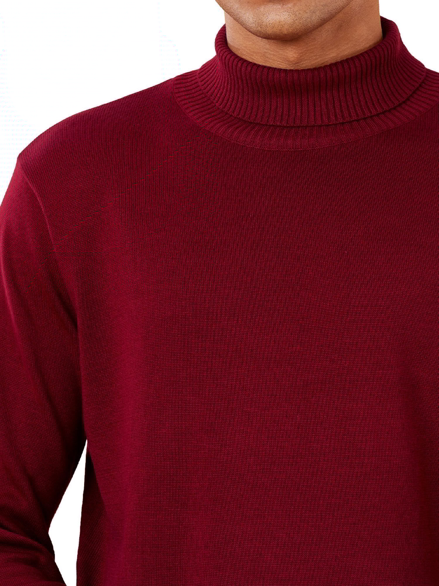 The Souled Store Maroon Regular Fit High Neck Sweater