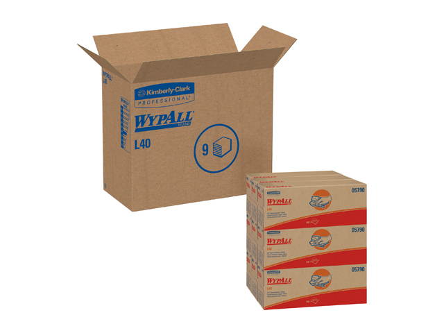 WypAll L40 Disposable Cleaning and Drying Towels (05790), Limited Use Towels, White, 9 Pop Up Boxes per Case, 100 Sheets per Box, 900 Sheets Total