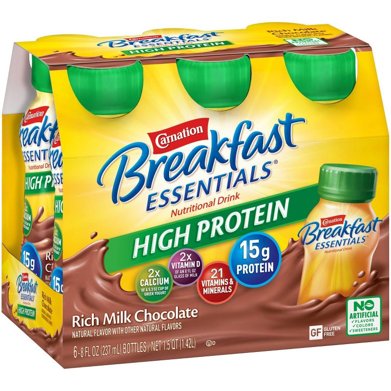 Carnation Breakfast Essentials High Protein Ready to Drink Rich Milk Chocolate - 6ct/48oz