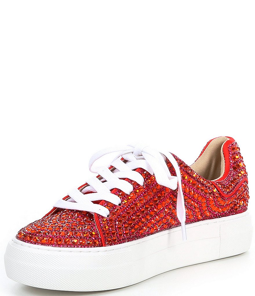 Blue by Betsey Johnson Sidny Rhinestone Embellished Platform Lace-Up Sneakers