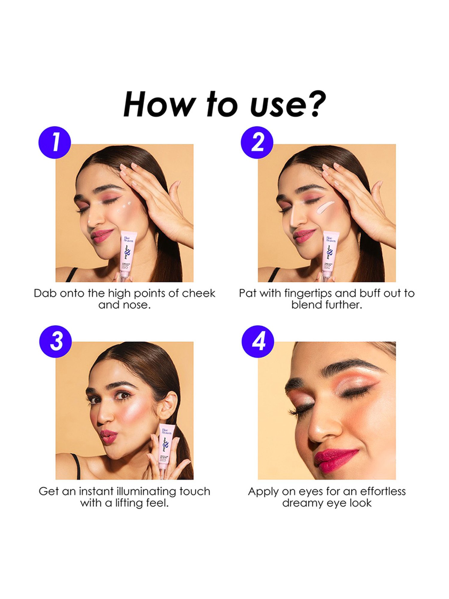 Blue Heaven Pop & Glow Cheek & Eyes Gel Bloom Highlighter Silver Pink - 12 ml