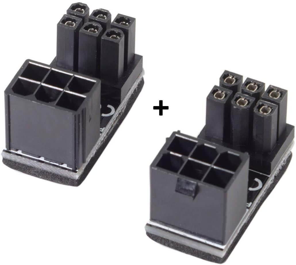 6 Pin Female to 6 pin Male 180 Degree Angled Adapter for Desktops Graphics Card - 6PIN power cable from vertical to horizontal direction for Desktops Graphics Card