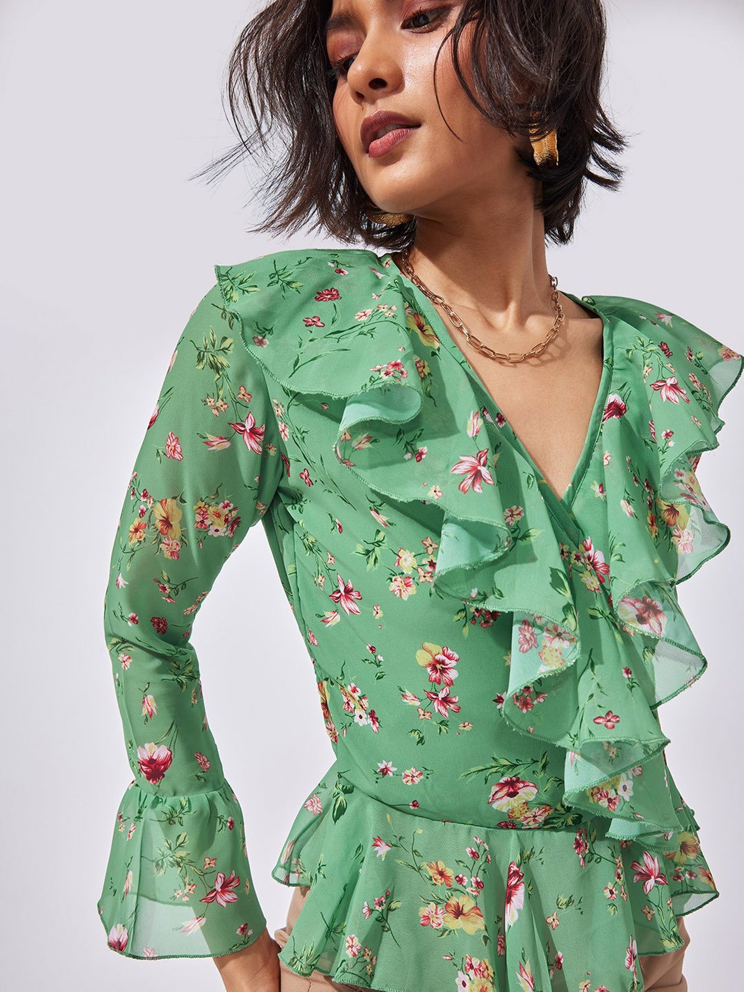 The Label Life Green Floral Top