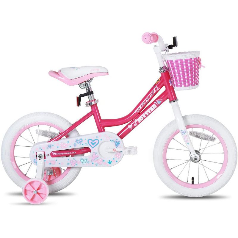 Joystar Angel 12 Inch Kids Toddler Training Balance Bike Bicycle with Training Wheels, Rubber Air Free Tires, and Coaster Brake, Ages 2 to 4, Pink