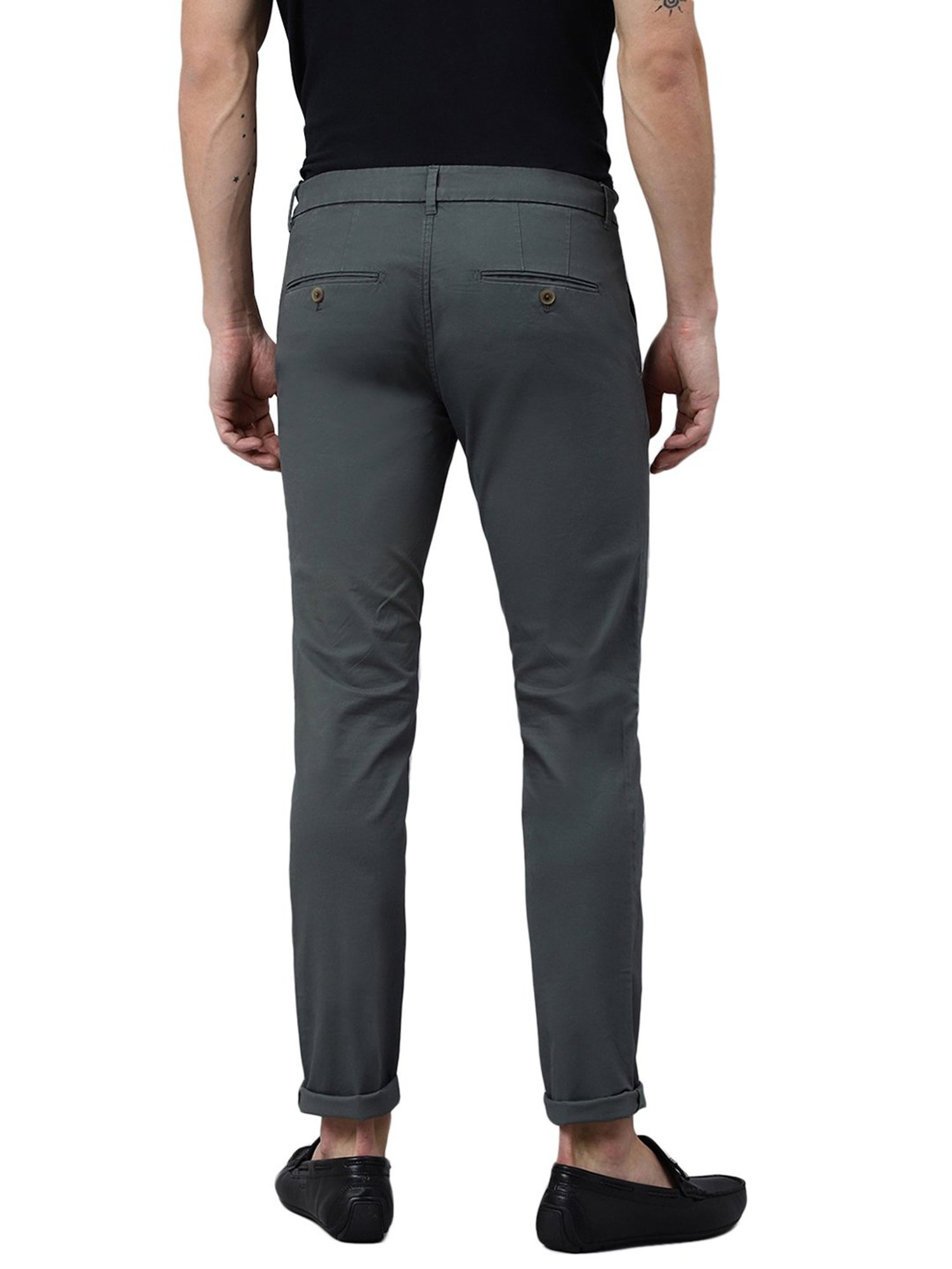Woods Slate Grey Regular Fit Flat Front Trousers