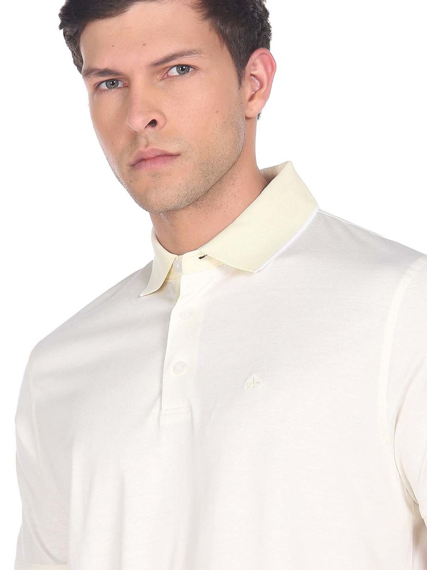 Arrow Light Yellow Regular Fit Cotton Polo T-Shirt