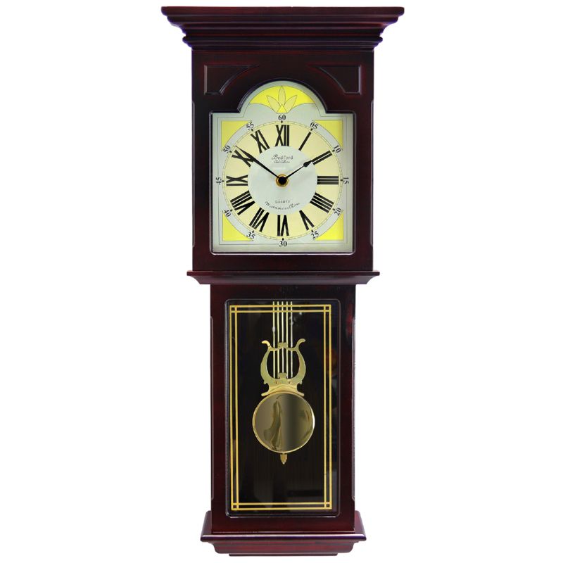 Bedford Clock Collection Redwood 23 Inch Redwood Oak Finish Wall Clock
