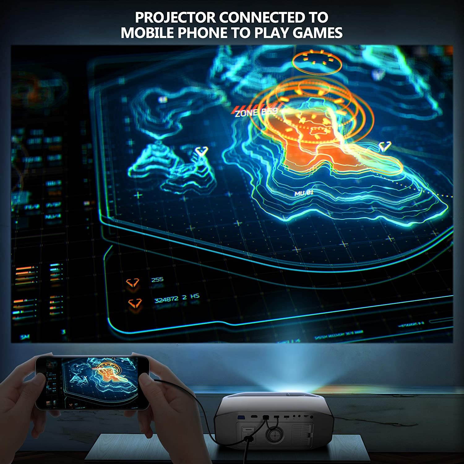 GooDee YG620 Portable Outdoor Movie Projector, Native 1080P Home Theater Video Projector, Full HD LCD 300 Inch, contrast 7000:1 with 100,000 Hrs Lamp Life, Compatible with PC, PS4, TV Stick, HDMI,