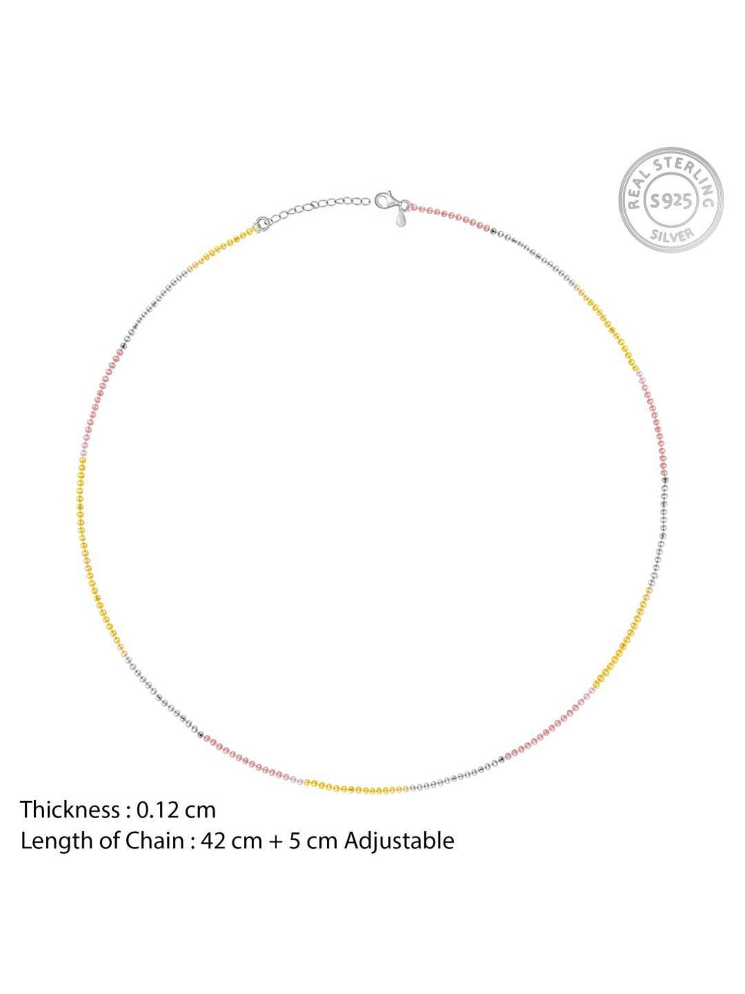 GIVA 925 Silver Triple Tone Imperial Chain for Women & Girls