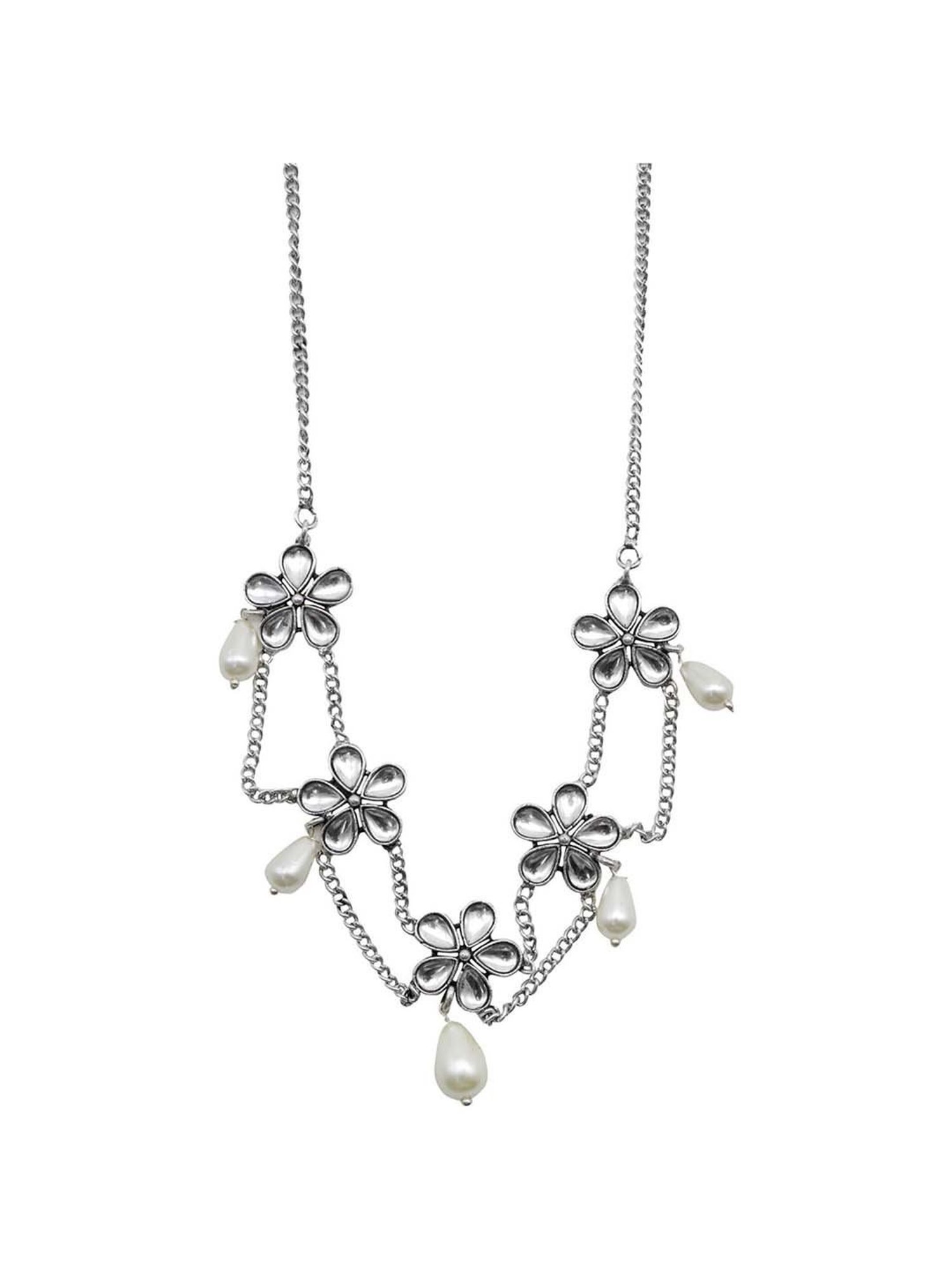 ToniQ Gold-Plated White Baroque Choker Necklace for Women