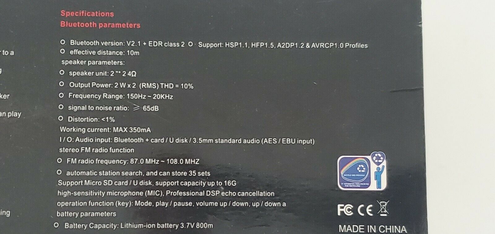 Wireless Bluetooth Speaker Mini Super Bass TF Aux USB Stereo Mp3 Speaker for laptop pc computer iphone smart phone