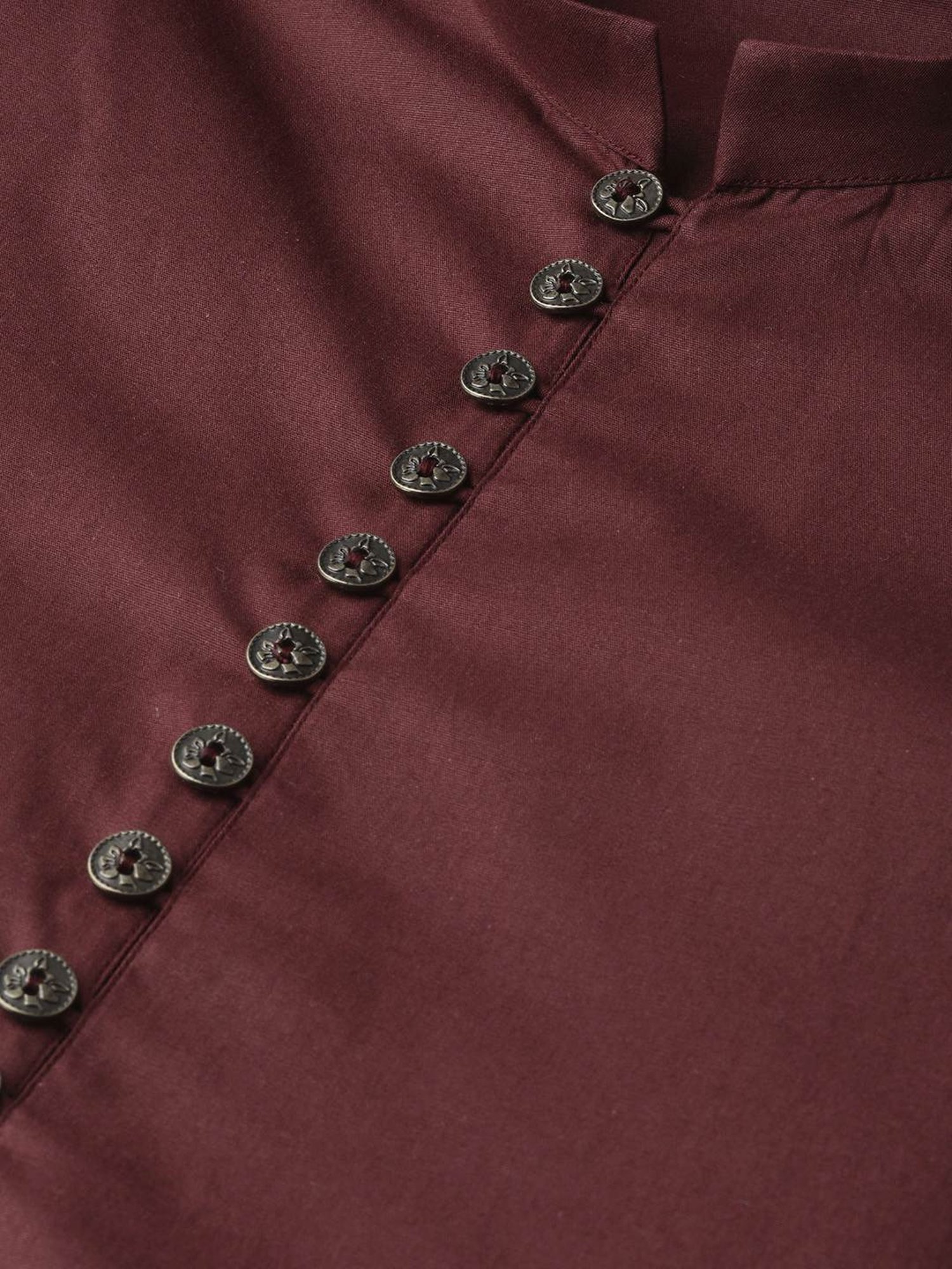 See Designs Burgundy & White Cotton Regular Fit Kurta Bottom Set