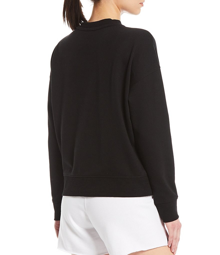 Calvin Klein Performance Brush Calvin Logo Long Sleeve Rolled Cuff Crop Top