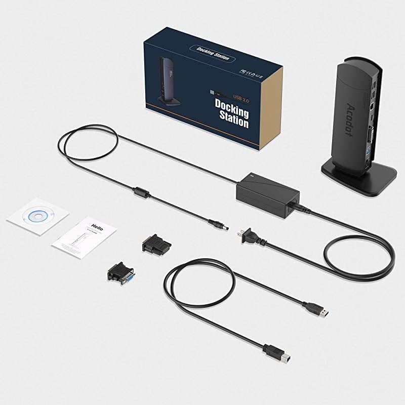 USB 30 Universal Laptop Docking Station  Dual Monitor Dock Support Windows Equipped with Dual HDMI and DVIVGA Gigabit Ethernet Audio 6 USB Ports