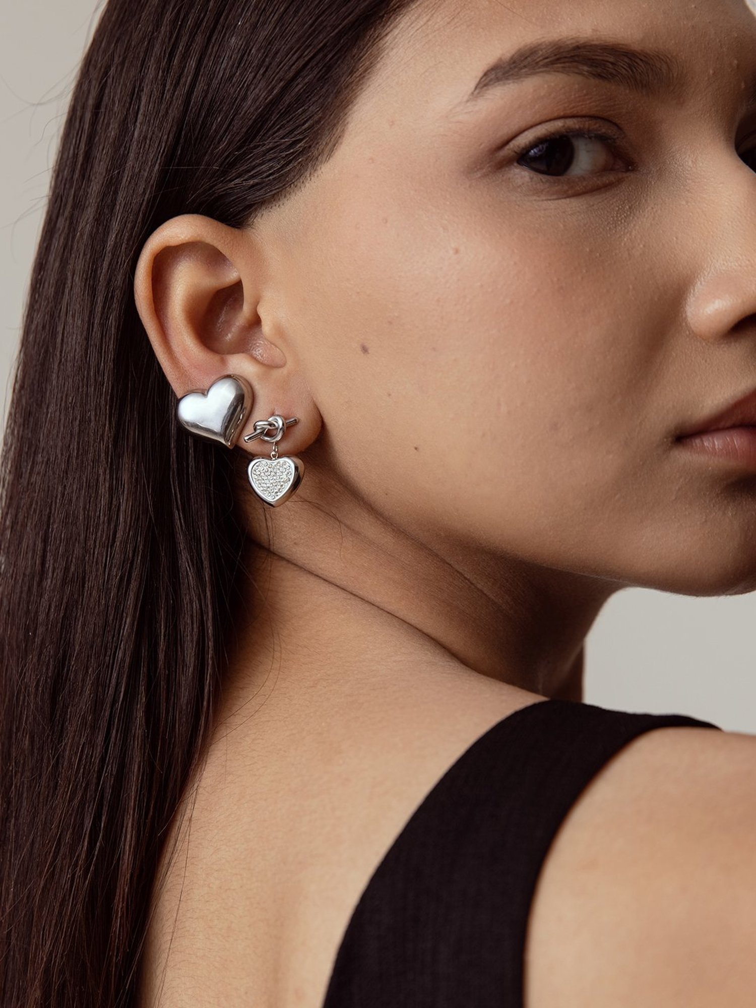 Perfectly Average Heart Shaped Studs Silver