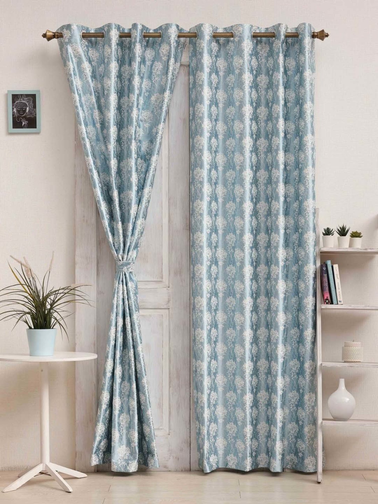 Swayam Brown Paisley J&B Blackout Eyelet Door Curtain - Single Piece (7 Ft)