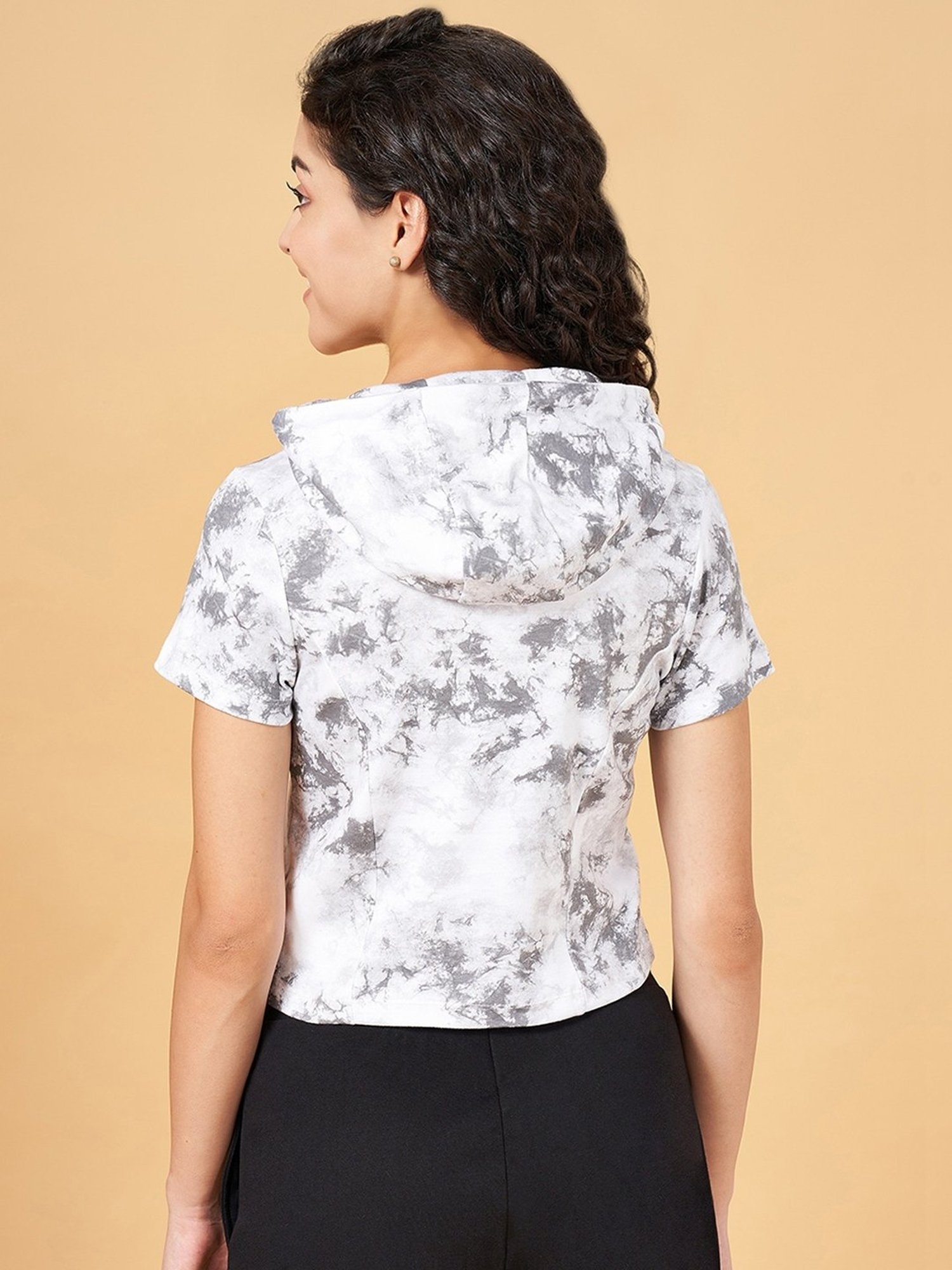 Ajile by Pantaloons Black Cotton Printed Sports Top