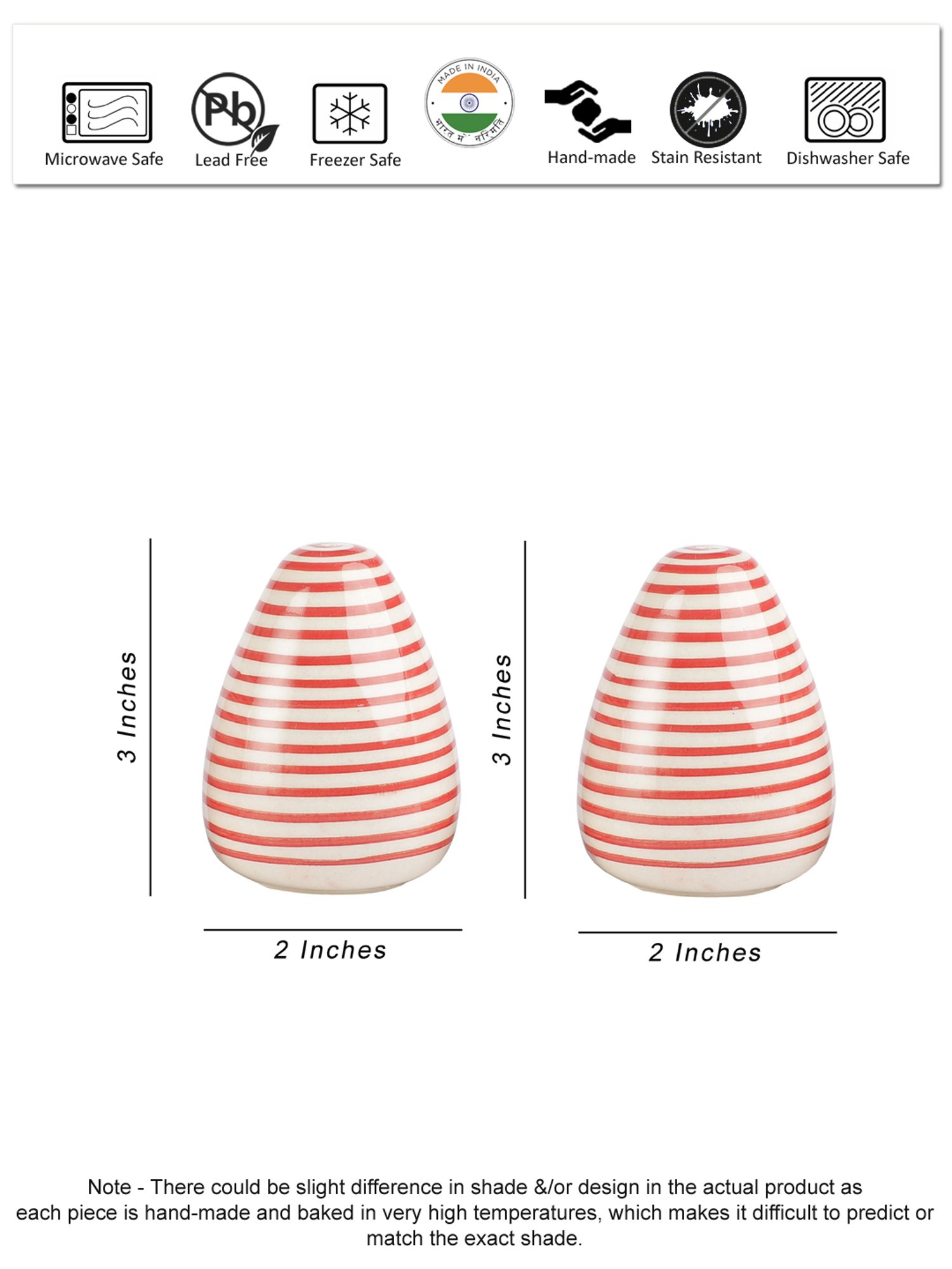 VarEesha Red Ceramic Salt & Pepper Shaker with Toothpick Holder - Set of 3