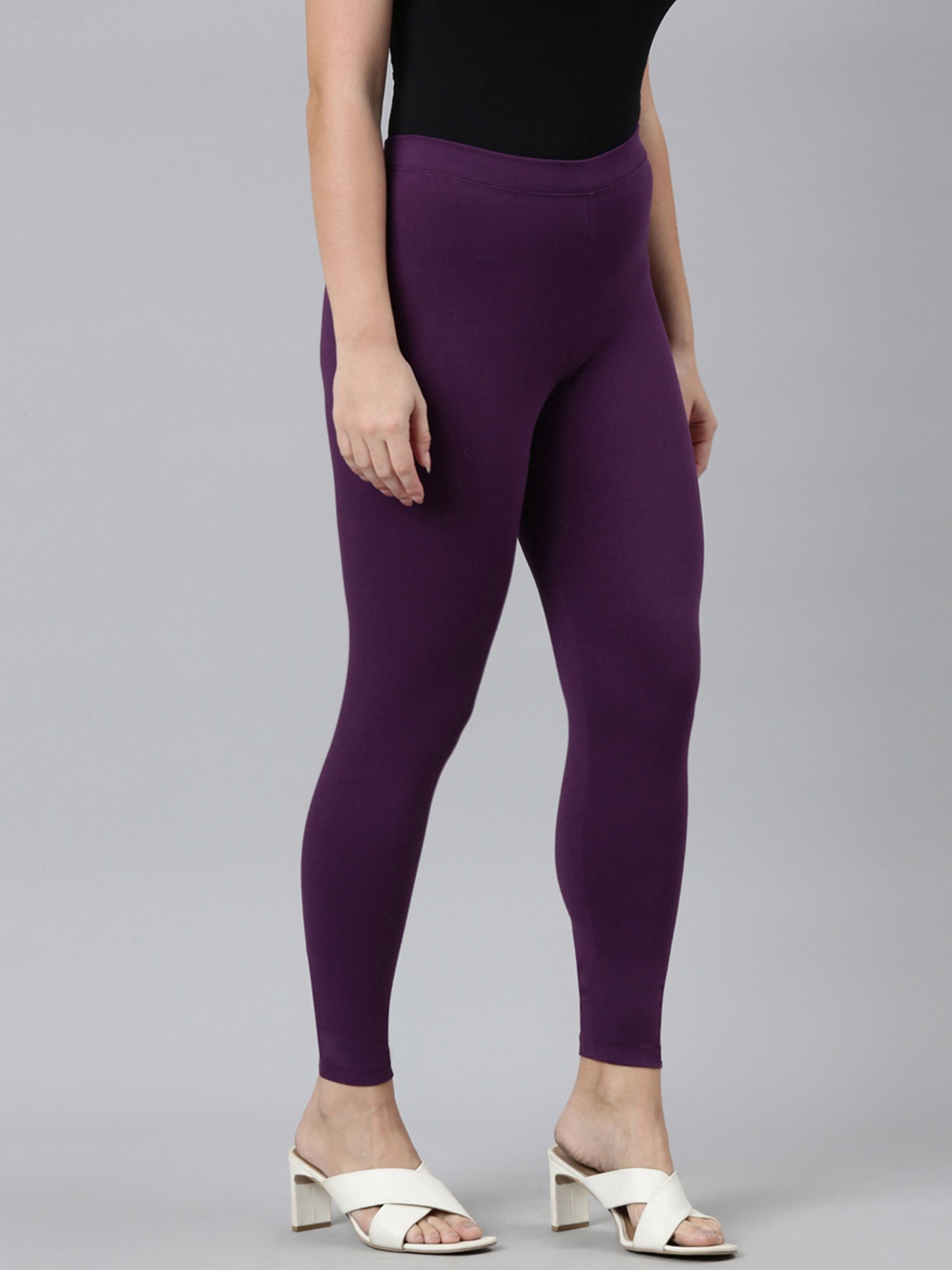 Kryptic Purple Cotton Regular Fit Leggings