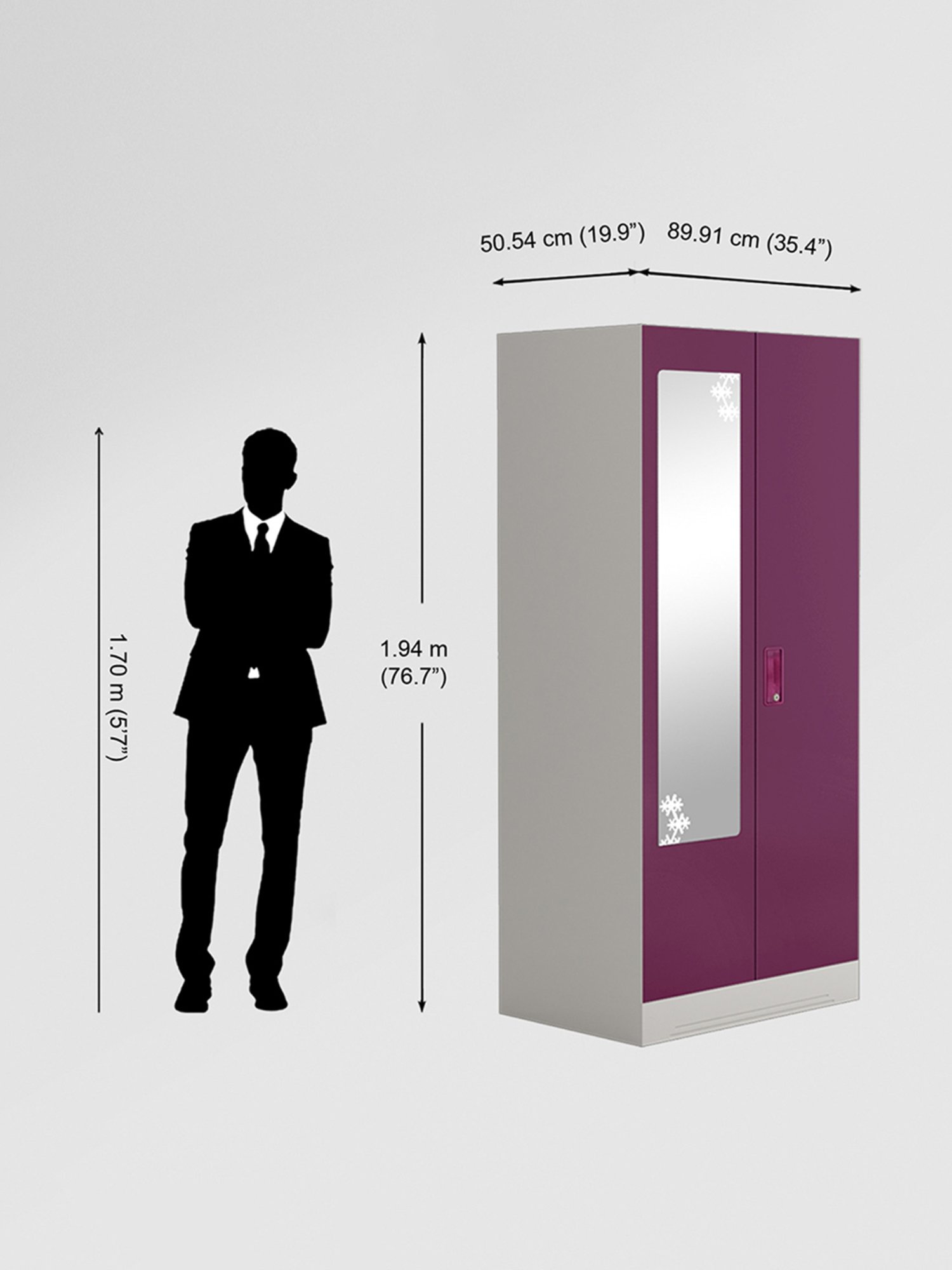 Godrej Interio Slimline 2-Door Steel Almirah, Purple (1-Year Warranty)